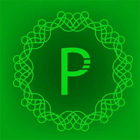 simsearch:400-08263647,k - Simple  Monogram P Design Template on Green Background Stock Photo - Budget Royalty-Free & Subscription, Code: 400-08300834