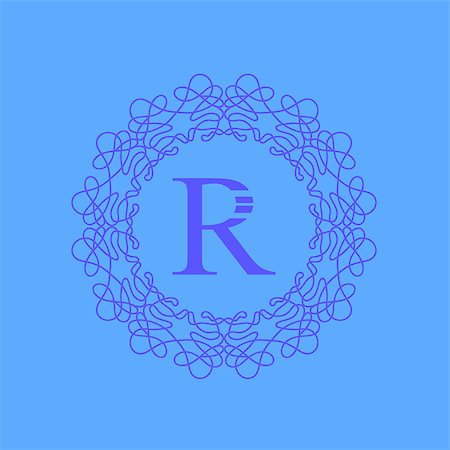 simsearch:400-08263647,k - Simple  Monogram R Design Template on Blue  Background Stock Photo - Budget Royalty-Free & Subscription, Code: 400-08300844