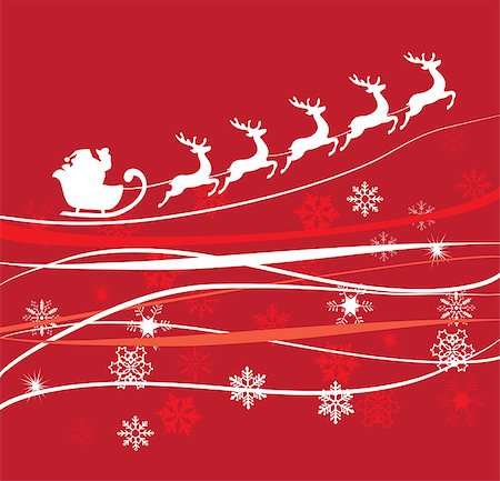 simsearch:400-07465970,k - vector illustration of Santa Claus flying with reindeer Stock Photo - Budget Royalty-Free & Subscription, Code: 400-08300946