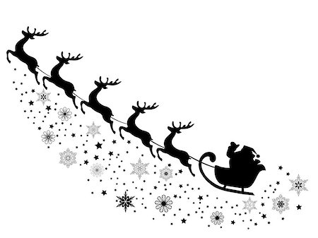 simsearch:400-07465970,k - vector illustration of Santa Claus flying with reindeer Stock Photo - Budget Royalty-Free & Subscription, Code: 400-08300947