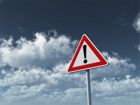 simsearch:400-04480527,k - warning roadsign under cloudy blue sky - 3d illustration Stock Photo - Budget Royalty-Free & Subscription, Code: 400-08301095