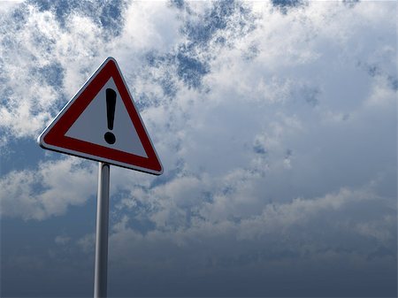 simsearch:400-04480527,k - warning roadsign under cloudy blue sky - 3d illustration Stock Photo - Budget Royalty-Free & Subscription, Code: 400-08301096