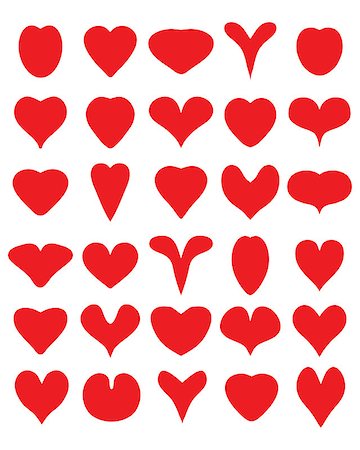 simsearch:400-08410647,k - Red silhouettes of heart on the white background Stockbilder - Microstock & Abonnement, Bildnummer: 400-08301190