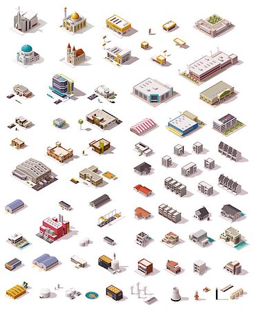 school set - Big set of the isometric buildings Stock Photo - Budget Royalty-Free & Subscription, Code: 400-08301234