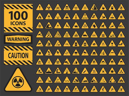 risk of death vector - Vector icn set triangle yellow warning caution hazard signs. isolated icons on grey background Stock Photo - Budget Royalty-Free & Subscription, Code: 400-08301309
