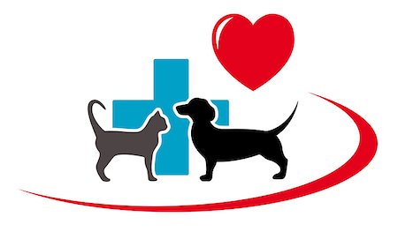 dachshund dog and cat silhouette on veterinary art icon Stock Photo - Budget Royalty-Free & Subscription, Code: 400-08301302