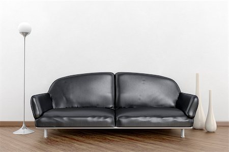 simsearch:400-08301730,k - 3d interior render image of a black sofa in a white room with space for your content Foto de stock - Super Valor sin royalties y Suscripción, Código: 400-08301330