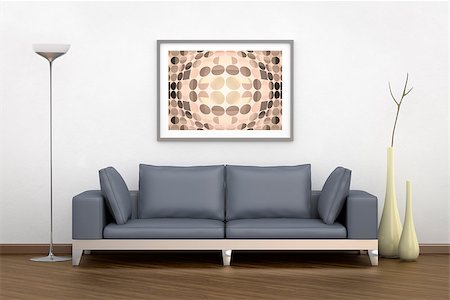 3D rendering of a grey sofa in front of a white wall Foto de stock - Super Valor sin royalties y Suscripción, Código: 400-08301331