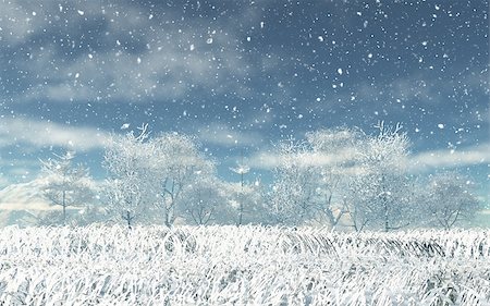 3D render of a snowy landscape Foto de stock - Super Valor sin royalties y Suscripción, Código: 400-08301351