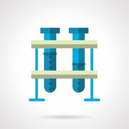 simsearch:700-03554388,k - Two blue test-tubes on a rack. Laboratory experiment, analisis, chemical and biology equipment. Flat color style vector icon. Buttons and design elements for website, mobile app, business. Stockbilder - Microstock & Abonnement, Bildnummer: 400-08301408