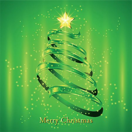 Christmas fir tree silhouette made from green twisted tape. Vector illustration. Stock Photo - Budget Royalty-Free & Subscription, Code: 400-08301468