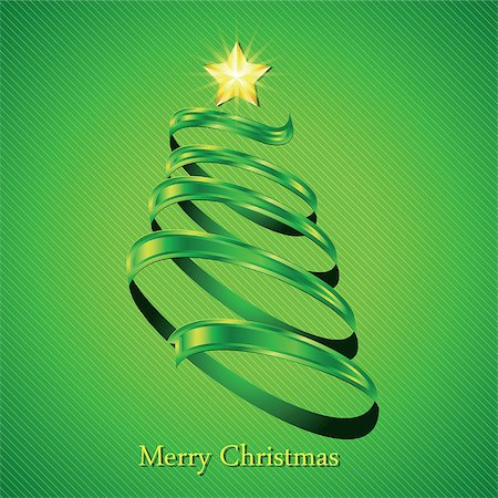 Christmas fir tree silhouette made from green twisted tape. Vector illustration. Stock Photo - Budget Royalty-Free & Subscription, Code: 400-08301469