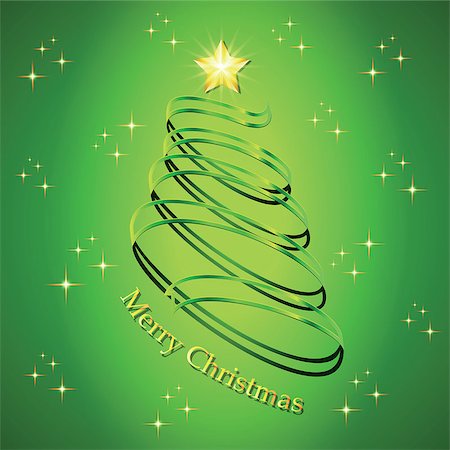 Christmas fir tree silhouette made from green twisted tape. Vector illustration. Stock Photo - Budget Royalty-Free & Subscription, Code: 400-08301470