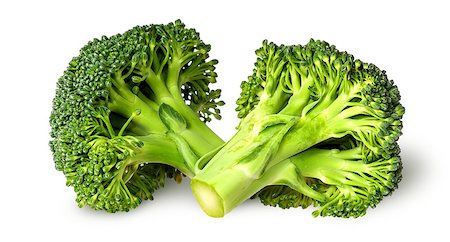simsearch:400-08705784,k - Two broccoli florets beside isolated on white background Foto de stock - Royalty-Free Super Valor e Assinatura, Número: 400-08301488