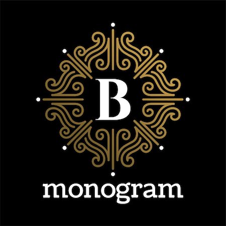 sanyal (artist) - Vintage monogram frame template flourishes calligraphic elegant ornament lines. Business sign, identity for Restaurant, Royalty, Boutique, Hotel, Heraldic, Jewelry, Fashion and other illustration Fotografie stock - Microstock e Abbonamento, Codice: 400-08301516