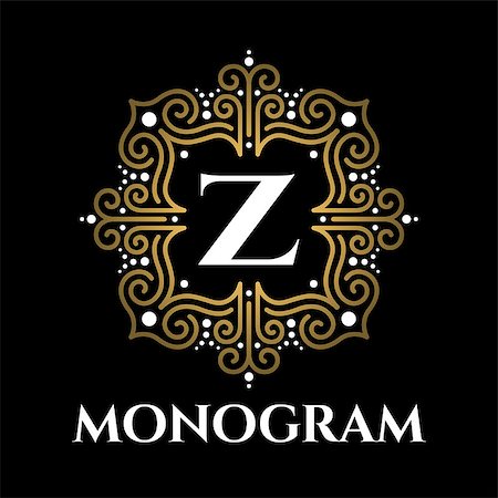 simsearch:400-08531532,k - Vintage monogram frame template flourishes calligraphic elegant ornament lines. Business sign, identity for Restaurant, Royalty, Boutique, Hotel, Heraldic, Jewelry, Fashion and other illustration Stock Photo - Budget Royalty-Free & Subscription, Code: 400-08301525