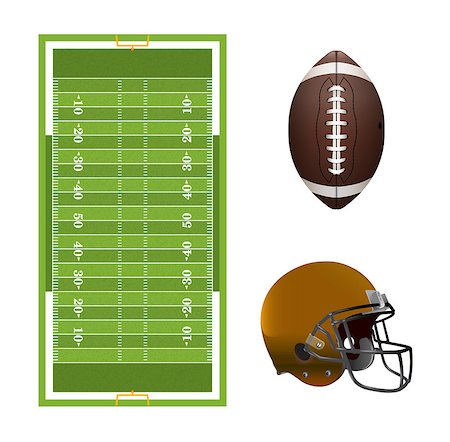 enterlinedesign (artist) - A set of American football elements, field, helmet, and ball isolated on white. Vector EPS 10 available. EPS file contains transparency and gradient mesh. Foto de stock - Super Valor sin royalties y Suscripción, Código: 400-08301586