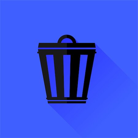 Trash Can Isolated on Blue Background. Long Shadow. Stock Photo - Budget Royalty-Free & Subscription, Code: 400-08301597
