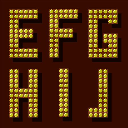 simsearch:400-07679281,k - Light Letters. Retro Lightbulb Alphabet. Set of Broadway Light Bulb Letters. Foto de stock - Royalty-Free Super Valor e Assinatura, Número: 400-08301608