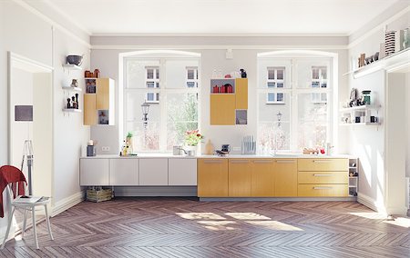 simsearch:400-07932934,k - the modern kitchen interior. 3d render concept Fotografie stock - Microstock e Abbonamento, Codice: 400-08301724