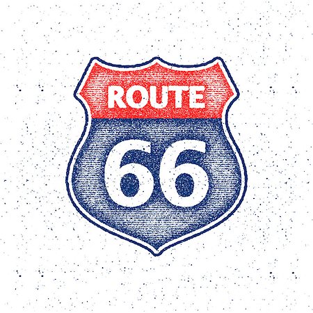 simsearch:400-05714567,k - Route 66 Road Sign Vector illustration Photographie de stock - Aubaine LD & Abonnement, Code: 400-08302046