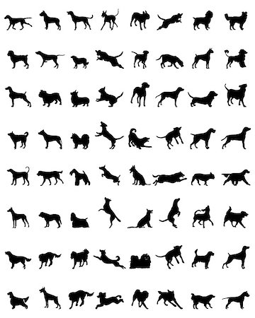 retriever silhouette - Different black silhouettes of dogs, vector Stock Photo - Budget Royalty-Free & Subscription, Code: 400-08302506