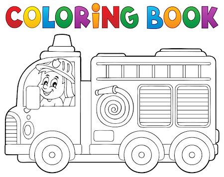 painted truck - Coloring book fire truck theme 2 - eps10 vector illustration. Stock Photo - Budget Royalty-Free & Subscription, Code: 400-08302645