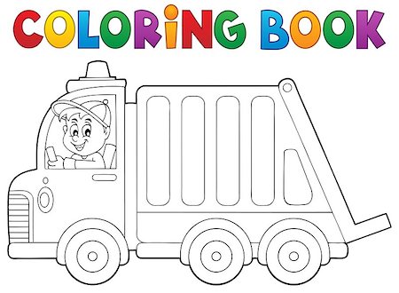 painted truck - Coloring book garbage collection truck - eps10 vector illustration. Stock Photo - Budget Royalty-Free & Subscription, Code: 400-08302646