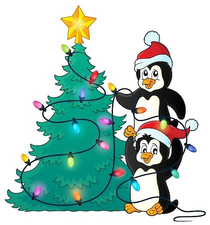 draw light bulb - Penguins near Christmas tree theme 1 - eps10 vector illustration. Stock Photo - Budget Royalty-Free & Subscription, Code: 400-08302657