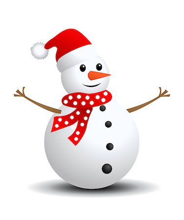 Christmas Snowman vector illustration on white background Stock Photo - Budget Royalty-Free & Subscription, Code: 400-08302701