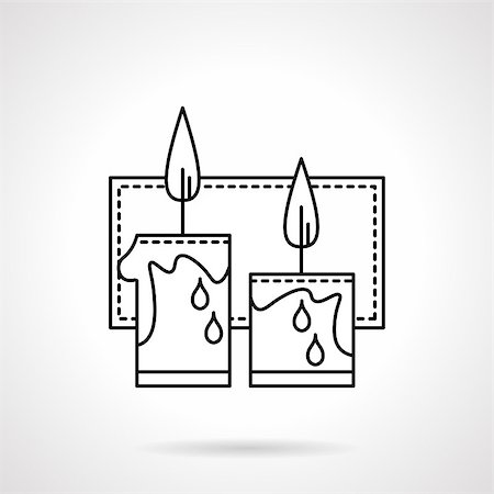 simsearch:400-08302769,k - Two burning wax candles. Christmas decorations. Black flat line style vector icon. Elements of web design for business, website and mobile Photographie de stock - Aubaine LD & Abonnement, Code: 400-08302769
