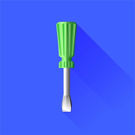 simsearch:625-01263851,k - Green Screwdriver Icon Isolated on Blue Background Photographie de stock - Aubaine LD & Abonnement, Code: 400-08303344