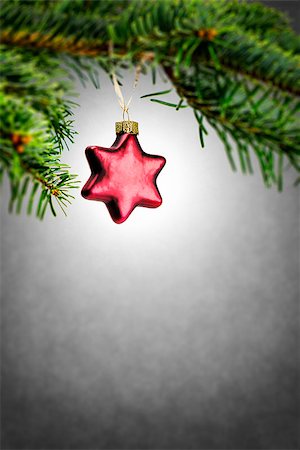simsearch:400-07114074,k - Image of green branch with christmas decoration Stock Photo - Budget Royalty-Free & Subscription, Code: 400-08303391