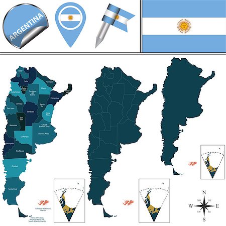 simsearch:400-09108297,k - Vector map of Argentina with named provinces and travel icons Foto de stock - Super Valor sin royalties y Suscripción, Código: 400-08303580