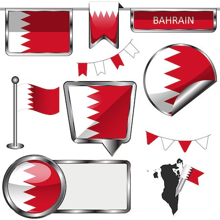 Vector glossy icons of flag of Bahrain on white Foto de stock - Super Valor sin royalties y Suscripción, Código: 400-08303592