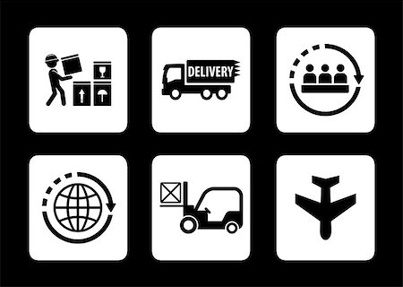 logistics concept icons set on black background Stock Photo - Budget Royalty-Free & Subscription, Code: 400-08303705