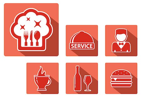 simsearch:400-07982013,k - set of red restaurant icon on white background Foto de stock - Super Valor sin royalties y Suscripción, Código: 400-08303706