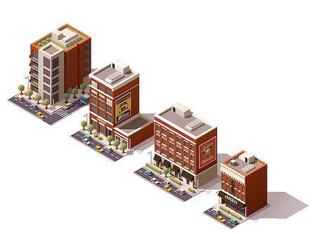 simsearch:400-08301241,k - Set of the isometric town buildings Stock Photo - Budget Royalty-Free & Subscription, Code: 400-08303760