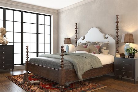 simsearch:400-07892349,k - Photorealistic 3D render of a bedroom Photographie de stock - Aubaine LD & Abonnement, Code: 400-08314012