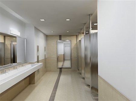 Photorealistic 3D render of a public restroom Photographie de stock - Aubaine LD & Abonnement, Code: 400-08314020