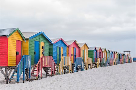 south africa and storm - Multi-colored beach huts at Muizenberg in Cape Town, Western Cape Province of South Africa Stock Photo - Budget Royalty-Free & Subscription, Code: 400-08314022