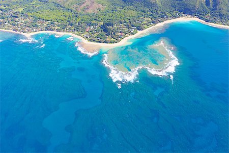 beautiful aerial view from helicopter at na pali coast and tunnels beach at kauai, hawaii Photographie de stock - Aubaine LD & Abonnement, Code: 400-08314044