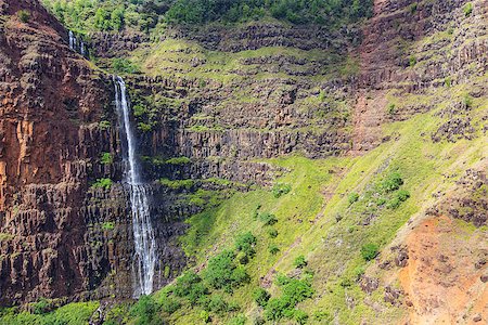 view at remote waterfall at the island of kauai, hawaii from helicopter Foto de stock - Super Valor sin royalties y Suscripción, Código: 400-08314049