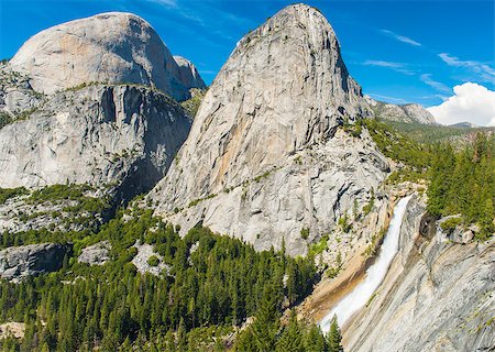 simsearch:400-06128436,k - Beautiful Nevada Falls is located on Merced river and under mighty Liberty Dome grantite cap. Yosemite National Park, California, USA Stock Photo - Budget Royalty-Free & Subscription, Code: 400-08314166