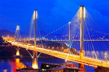 simsearch:845-02729530,k - highway bridge at night with traces of light traffic, Ting Kau bridge at hong kong. Photographie de stock - Aubaine LD & Abonnement, Code: 400-08314567