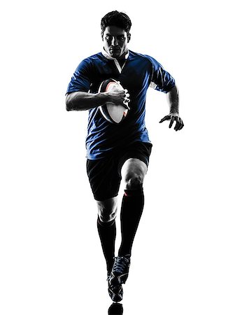 one caucasian rugby man player  in studio  silhouette isolated on white background Stock Photo - Budget Royalty-Free & Subscription, Code: 400-08314688
