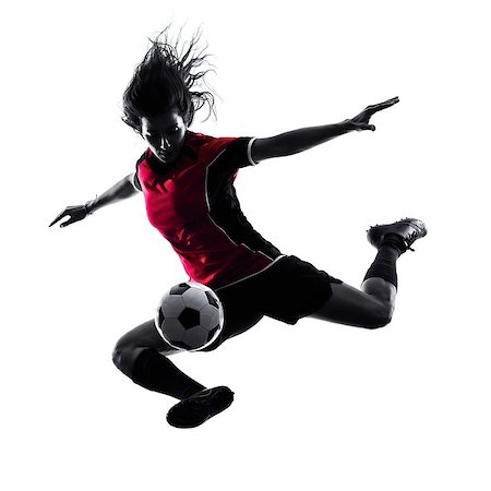 simsearch:400-07973332,k - one woman playing soccer player in silhouette isolated on white background Foto de stock - Super Valor sin royalties y Suscripción, Código: 400-08314700