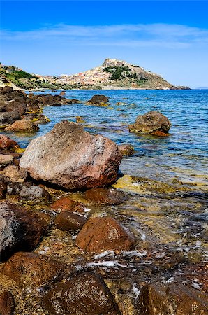 Scenic view of ocean coast and Castelsardo village, Sardinia, Italy Stock Photo - Budget Royalty-Free & Subscription, Code: 400-08315038