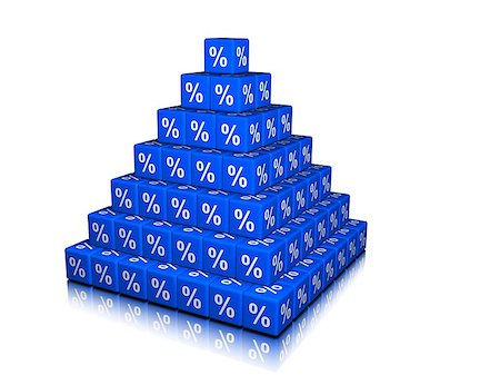 simsearch:400-04745340,k - Rendered image of Pyramid with percent Cubes Stockbilder - Microstock & Abonnement, Bildnummer: 400-08315149