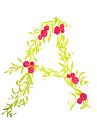 Hand drawn floral  illustration  of letter A Stock Photo - Budget Royalty-Free & Subscription, Code: 400-08315179